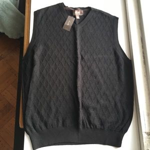 Tasso Elba Men Cotton Vest Black Diamond Pullover